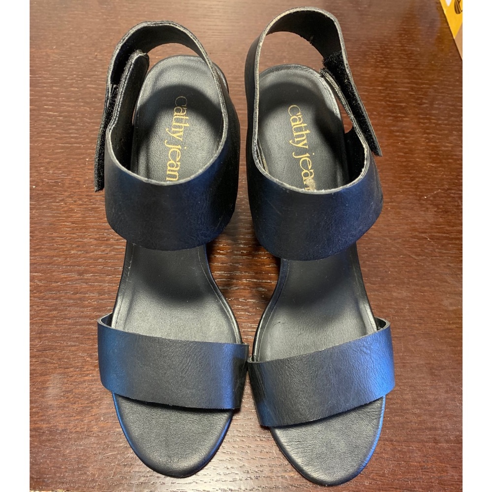 Cathy Jean black velco strap heels